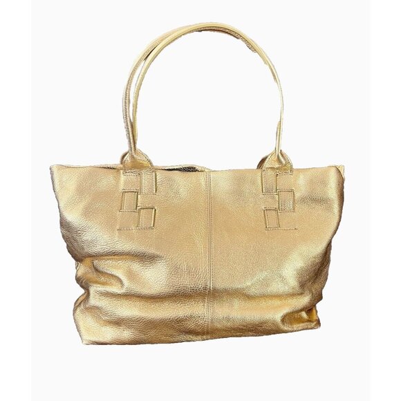 BARR+BARR Pebble Gold Pebble Leather Tote with Removable Pouch & Dust Bag - NEW! - Picture 1 of 12